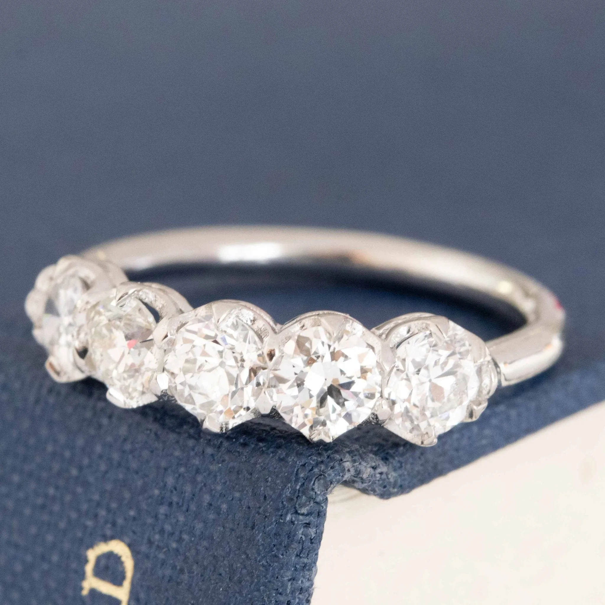 1.11ctw Old European Cut Diamond 5-Stone Band