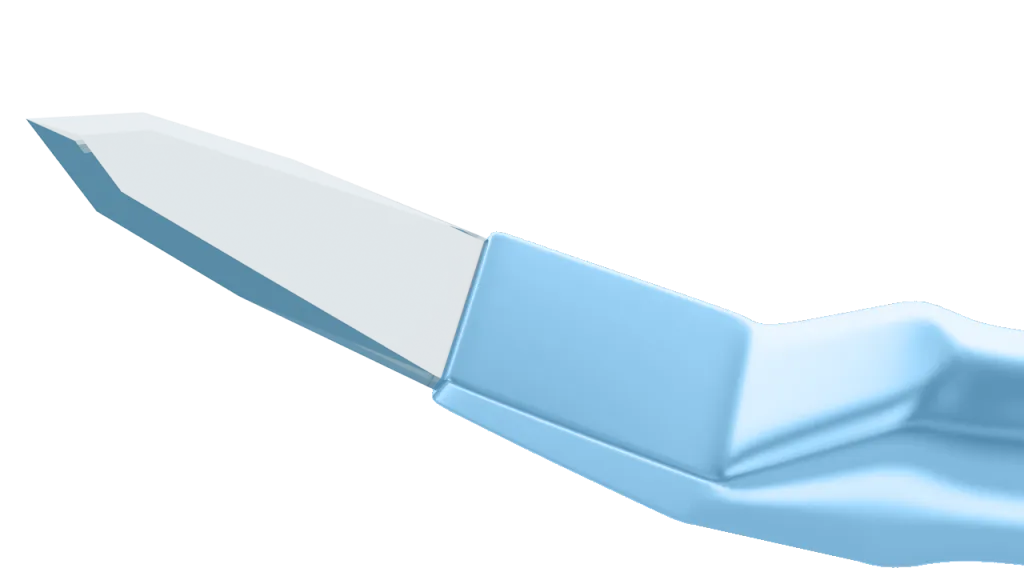 133R 6-20/6-101 Phaco Diamond Knife, Trapezoid Self-Diving Blade, 2.70/3.20 mm, Length 117 mm, Angled Titanium Handle
