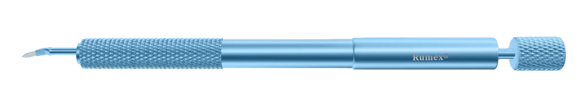 133R 6-20/6-101 Phaco Diamond Knife, Trapezoid Self-Diving Blade, 2.70/3.20 mm, Length 117 mm, Angled Titanium Handle