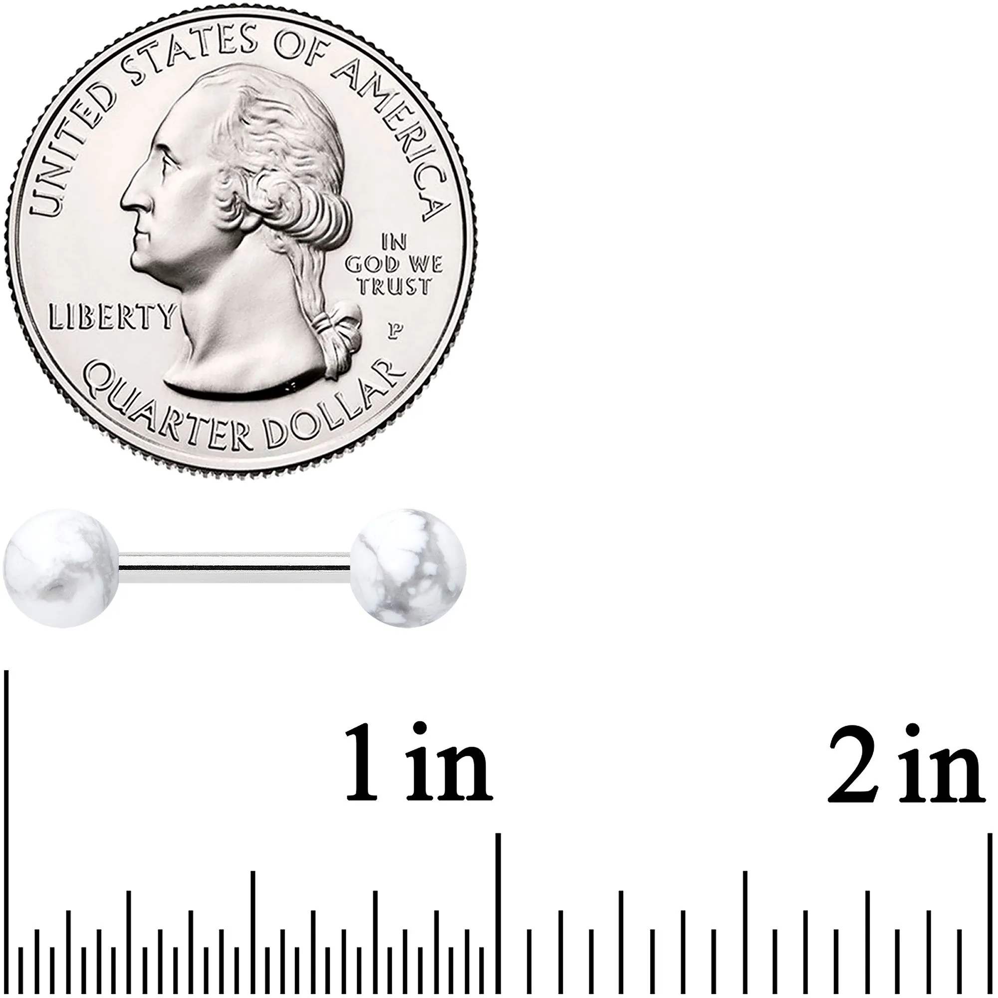 14 Gauge 1/2 Elegant White Howlite Barbell Nipple Ring Set