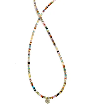14K Gold Diamond Disc on Multi-Colored Zircon