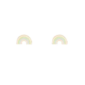 14k Gold Pastel Rainbow Enamel Children's Post Stud Earring