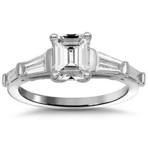 14K Solid White Gold Diamond Engagement Ring 2.04 Ctw