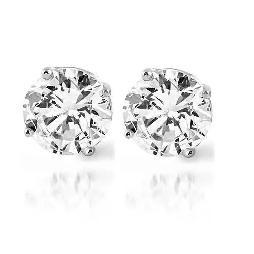 14K White Gold Diamond Solitaire Stud Earrings 9.05 Ctw