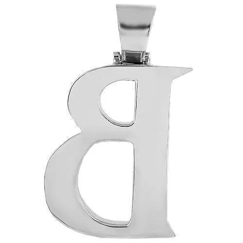 14K White Solid Gold Mens Diamond Large Letter B Initial Pendant 7.00 Ctw