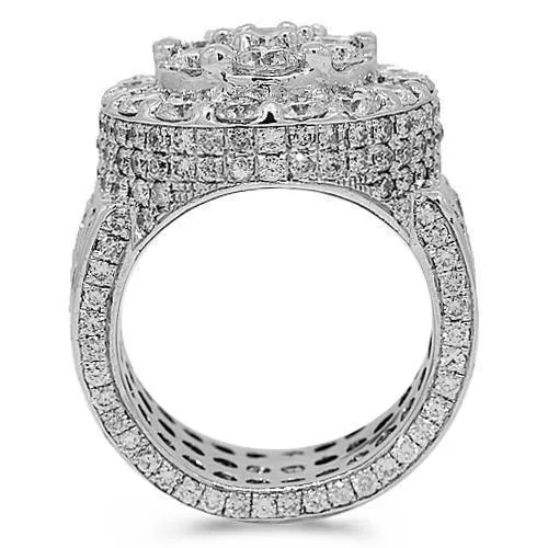 14K White Solid Gold Mens Diamond Ring 17.12 Ctw