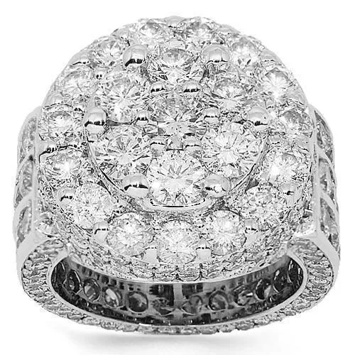 14K White Solid Gold Mens Diamond Ring 17.12 Ctw
