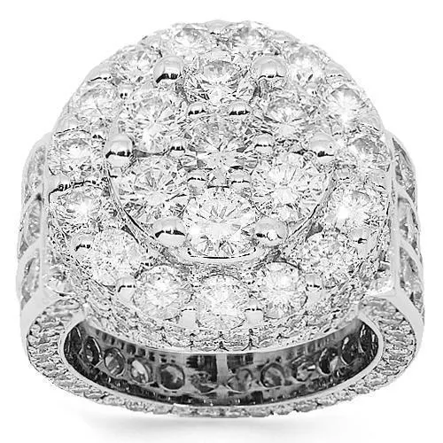 14K White Solid Gold Mens Diamond Ring 17.12 Ctw