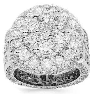 14K White Solid Gold Mens Diamond Ring 17.12 Ctw