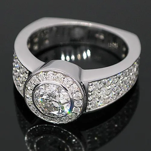 14K White Solid Gold Mens Diamond Ring 5.08 Ctw