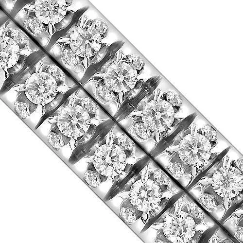 14K White Solid Gold Mens Two Row Diamond Customized Tennis Bracelet With Side Stones 26.60 Ctw