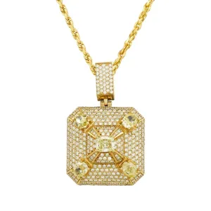 14k Yellow Gold High End Mens Designer Yellow & White VS Diamond Pendant 11.21 Ctw