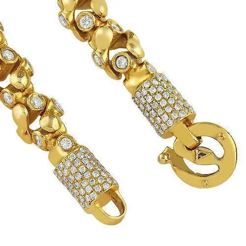 14k Yellow Gold Mens Custom Diamond Chain 21.50 Ctw