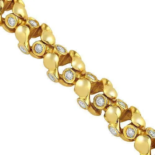 14k Yellow Gold Mens Custom Diamond Chain 21.50 Ctw