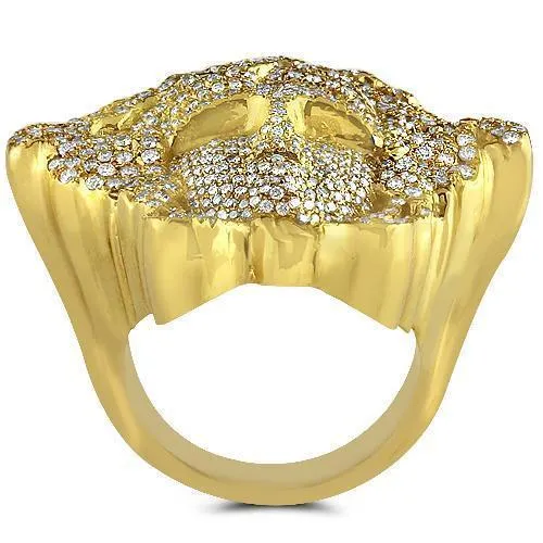 14K Yellow Solid Gold Mens Custom Diamond 'Medusa' Ring 4.65 Ctw