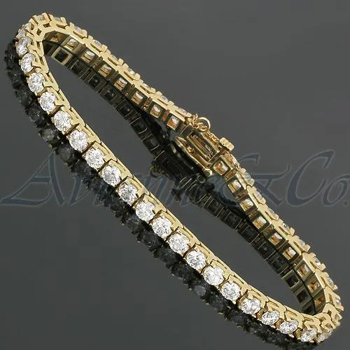 14K Yellow Solid Gold Womens Diamond Tennis Bracelet 8.35 Ctw