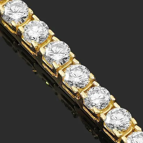 14K Yellow Solid Gold Womens Diamond Tennis Bracelet 8.35 Ctw