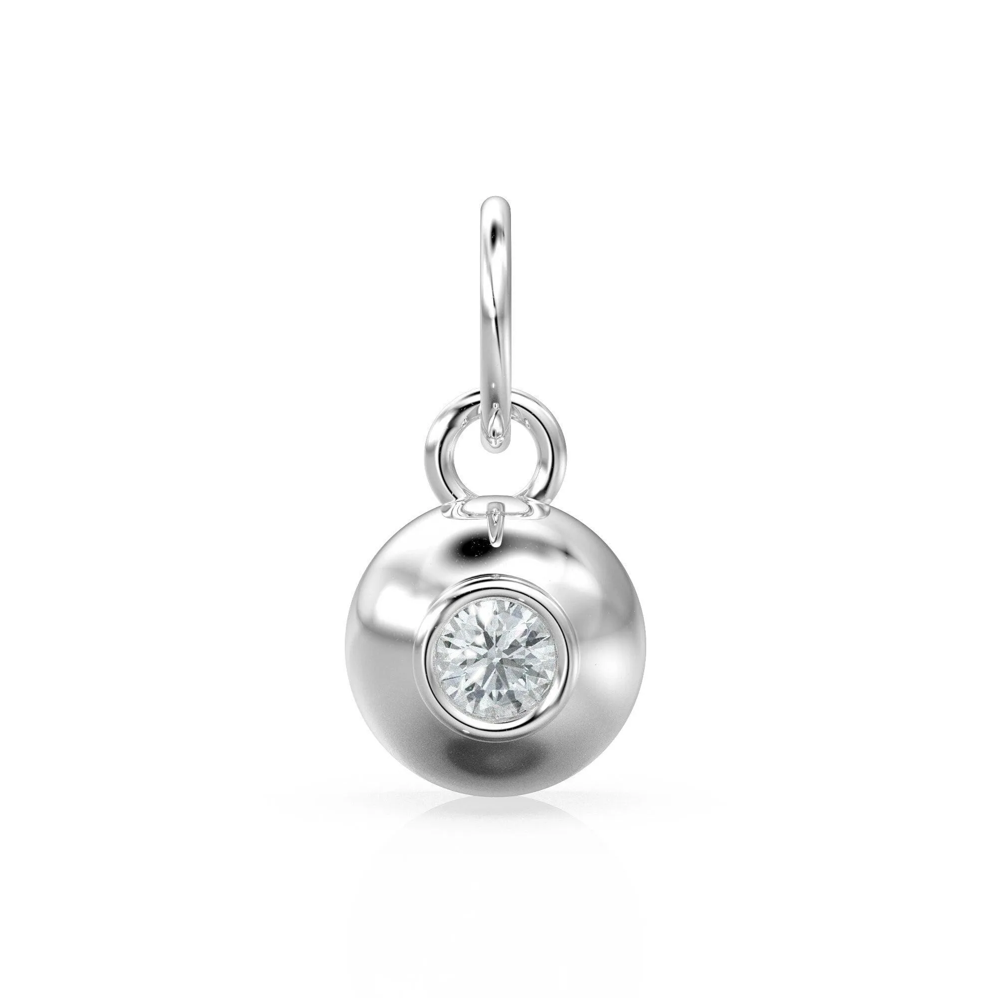14K/18K Solid Gold Natural Diamond Ball Pendant, Dainty Small Necklace Charm, Brilliant Cut Round Diamond Pendant Charm, Gift for Her