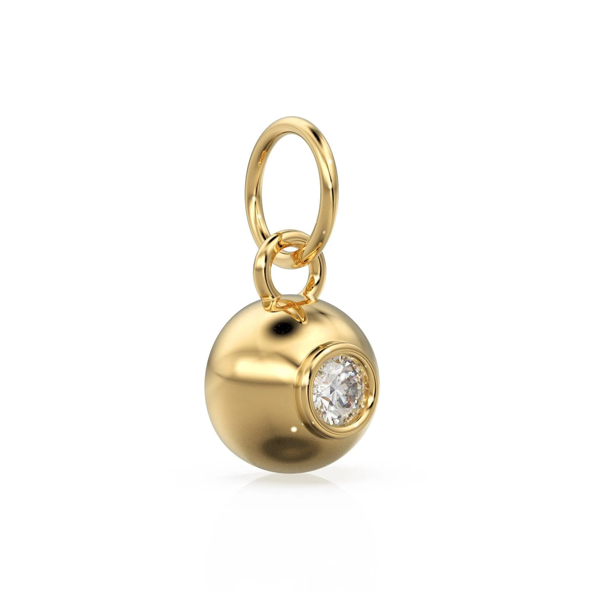 14K/18K Solid Gold Natural Diamond Ball Pendant, Dainty Small Necklace Charm, Brilliant Cut Round Diamond Pendant Charm, Gift for Her