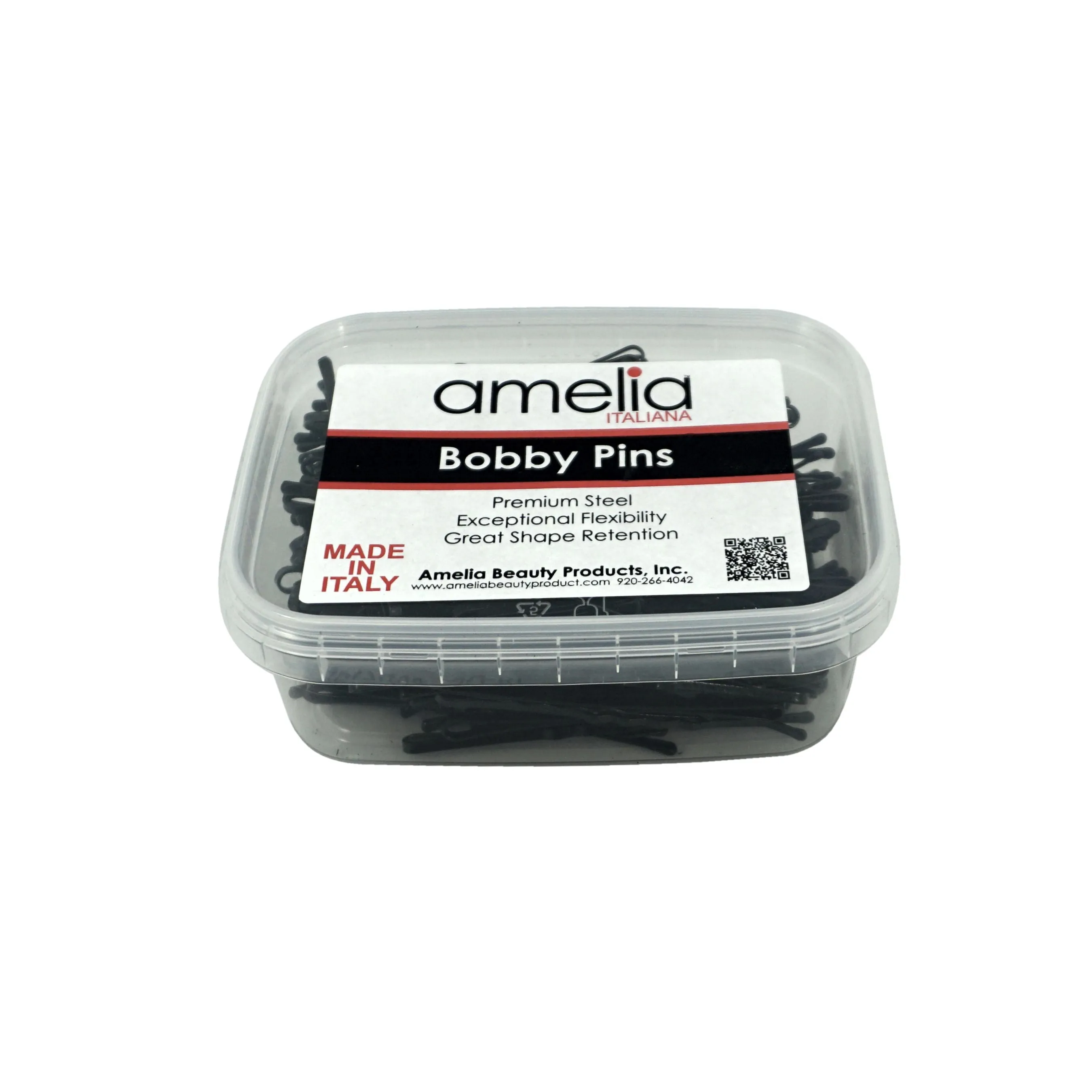 180, Black, 2.8in (7.0cm), Italian Made Jumbo Bobby Pins, Recloseable Stay Clean and Organized Container
