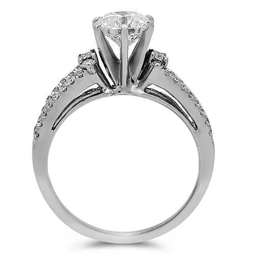 18K Solid White Gold Diamond Engagement Ring 1.62 Ctw