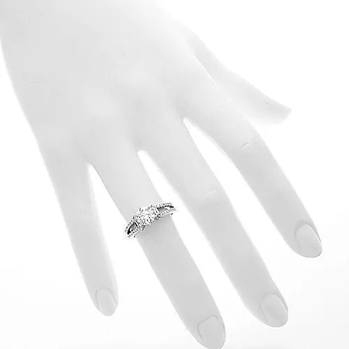 18K Solid White Gold Diamond Engagement Ring 1.62 Ctw