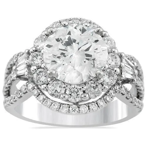 18k White Gold Diamond Engagement Ring 4.84 Ctw