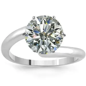 18K White Solid Gold Womens GIA Certified Diamond Solitaire Ring 2.39 Ctw