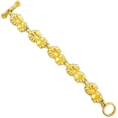 18K Yellow Solid Gold Mens Diamond Boxing Glove Bracelet 17.50 Ctw