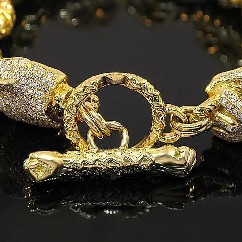 18K Yellow Solid Gold Mens Diamond Boxing Glove Bracelet 17.50 Ctw