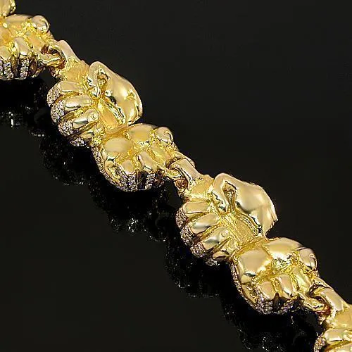 18K Yellow Solid Gold Mens Diamond Boxing Glove Bracelet 17.50 Ctw