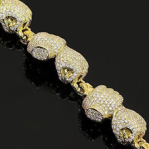 18K Yellow Solid Gold Mens Diamond Boxing Glove Bracelet 17.50 Ctw