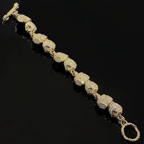 18K Yellow Solid Gold Mens Diamond Boxing Glove Bracelet 17.50 Ctw