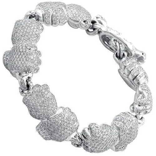 18K Yellow Solid Gold Mens Diamond Boxing Glove Bracelet 17.50 Ctw