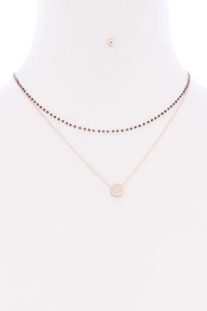 2 Layered Glass Bead Round Pendant Necklace