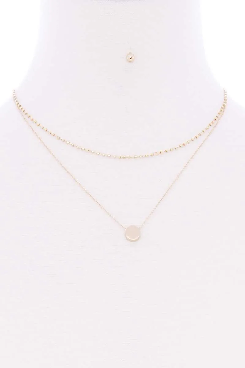 2 Layered Glass Bead Round Pendant Necklace