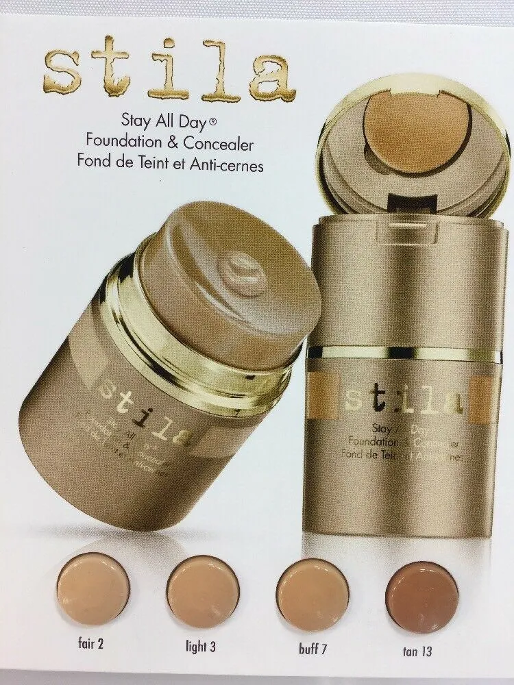 (2) stila Stay All Day Foundation Concealer Fair 2 Light 3 Buff 7 Tan 13 Samples