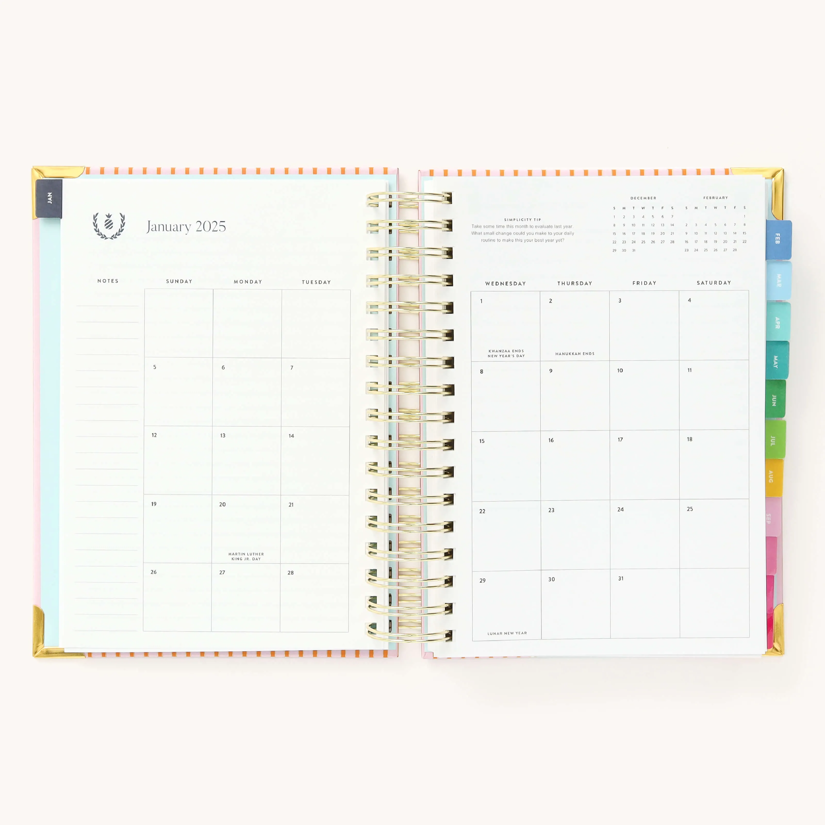 2025 Daily Simplified Planner - Cabana Pinstripe