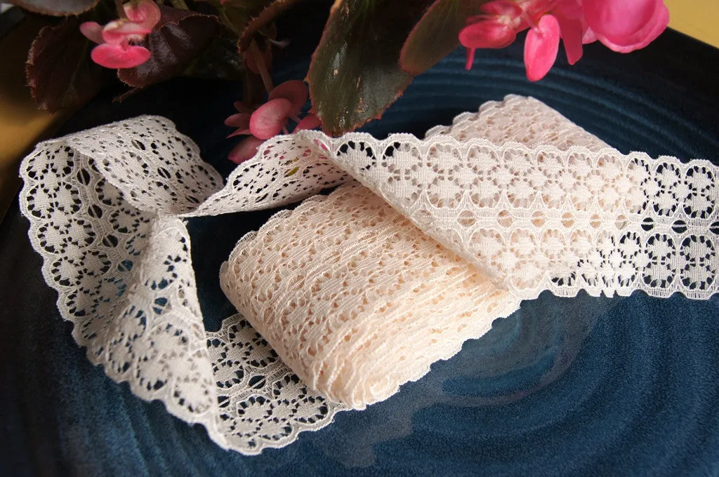 2" Symmetric Galloon Lace Trim - Light Beige Cream