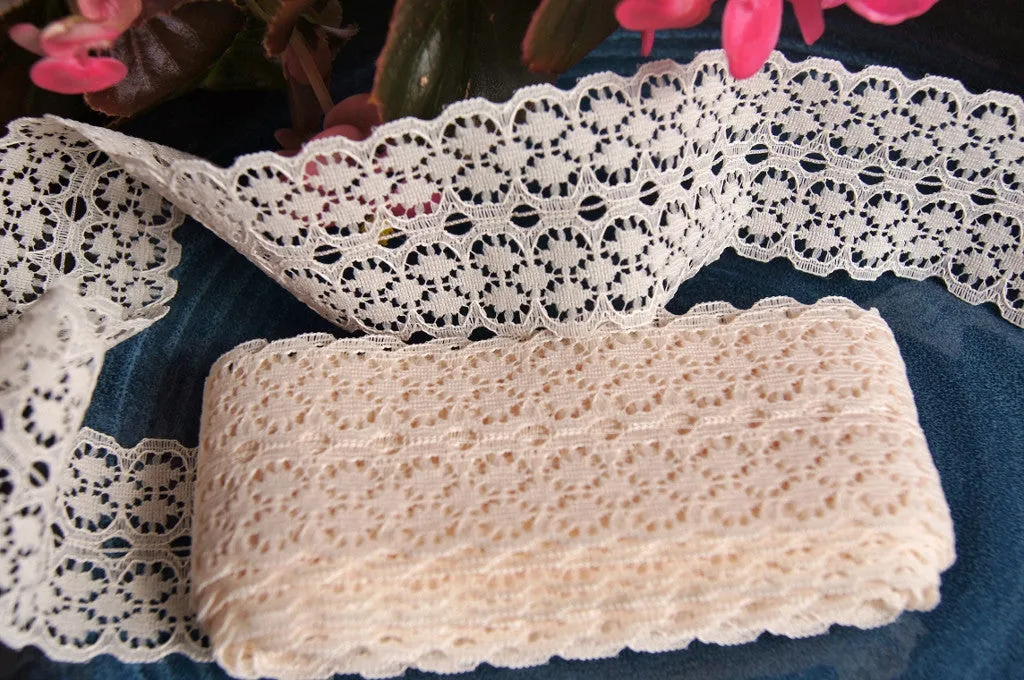 2" Symmetric Galloon Lace Trim - Light Beige Cream