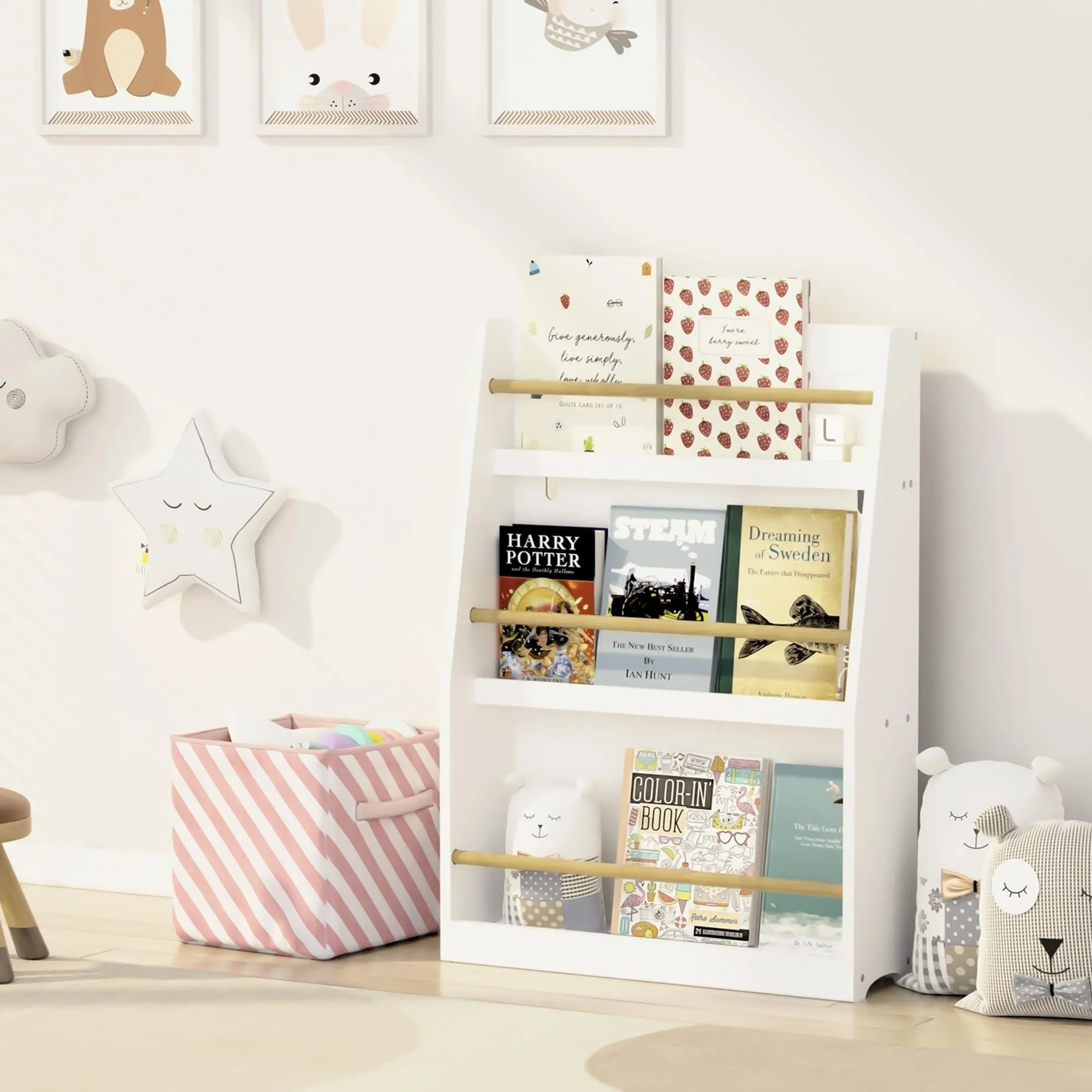 3 Tier Kids Book Shelf Rack Helps Keep Bedrooms Playrooms and