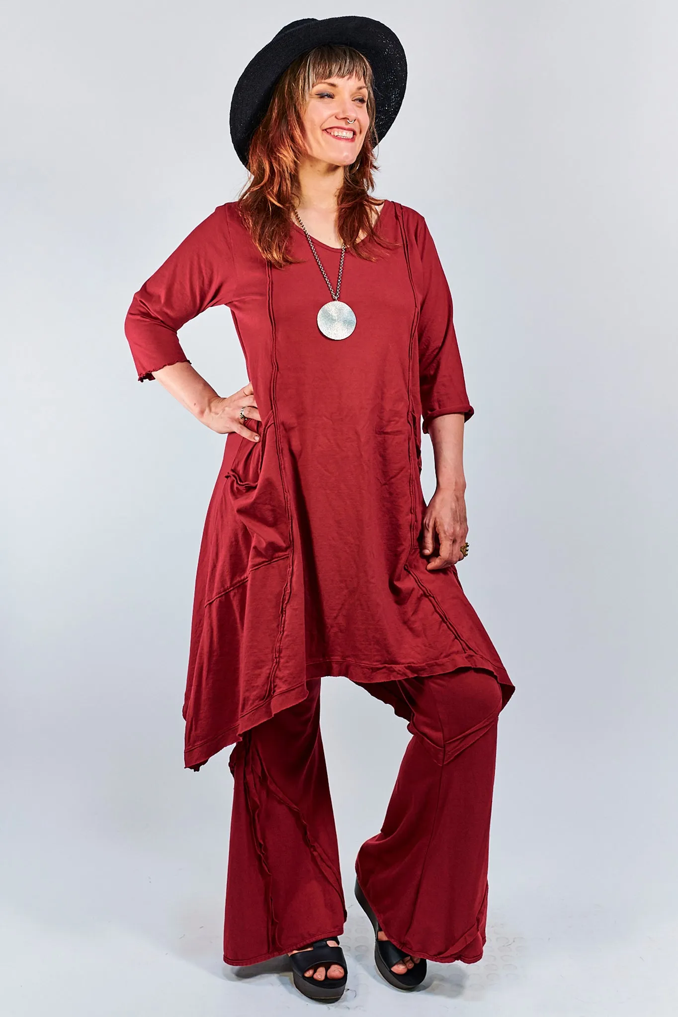 3295 Patchwork Pant-Elegant Red-Unprinted