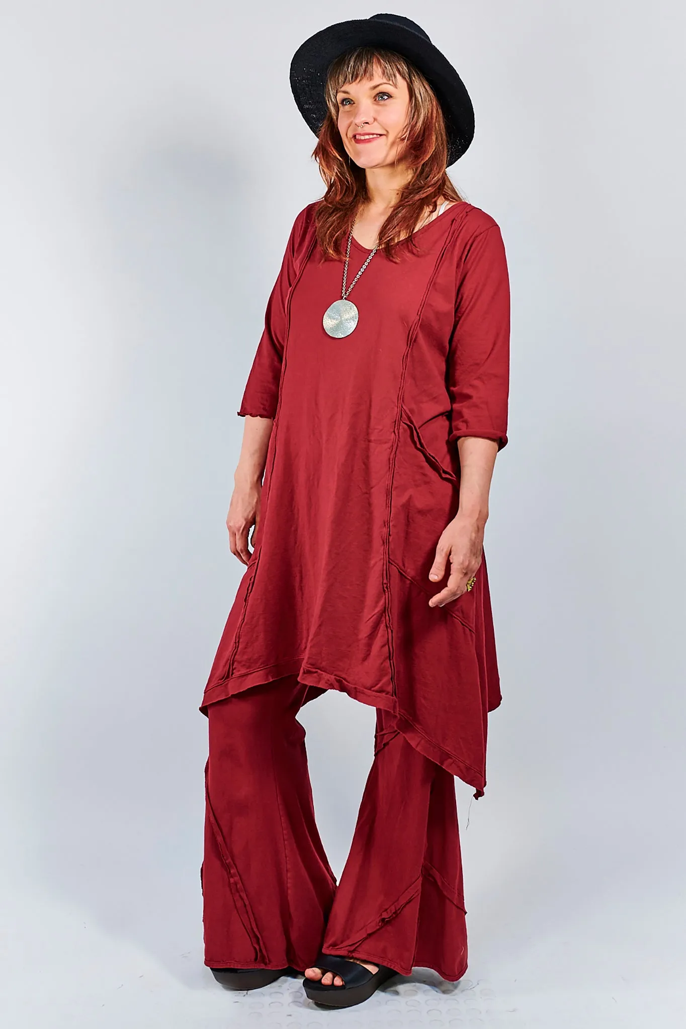 3295 Patchwork Pant-Elegant Red-Unprinted