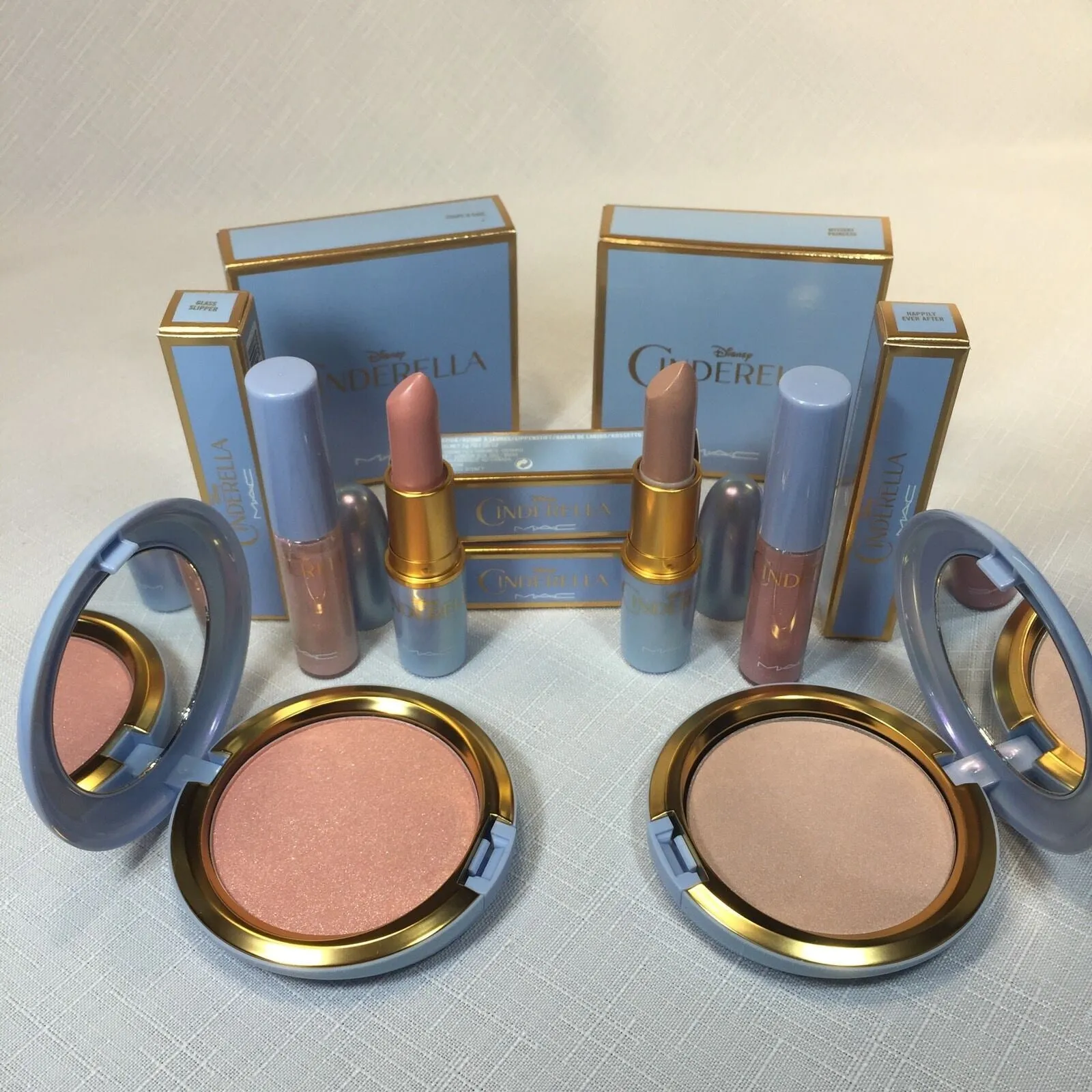 4 NEW MAC CINDERELLA 2 Lipstick &2 Lipglass Royal Ball Free Butterfly Glass Slip