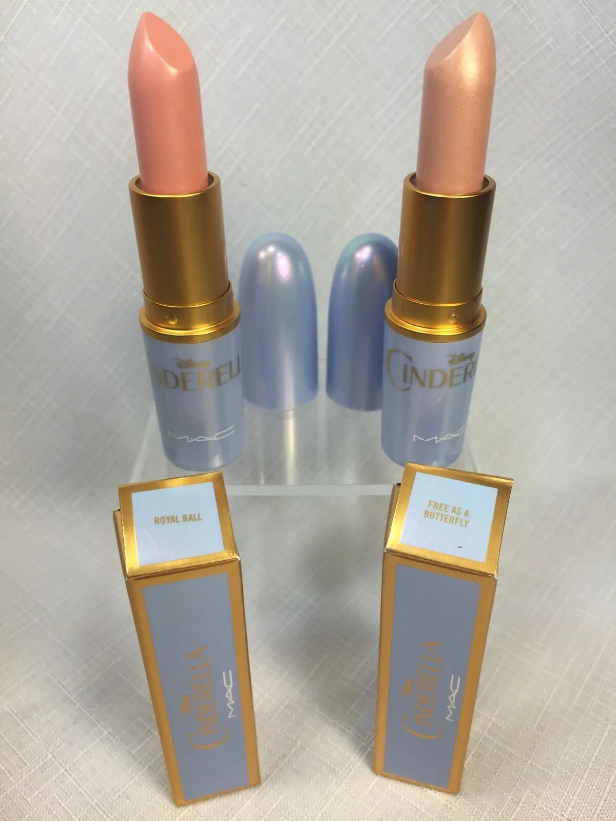 4 NEW MAC CINDERELLA 2 Lipstick &2 Lipglass Royal Ball Free Butterfly Glass Slip
