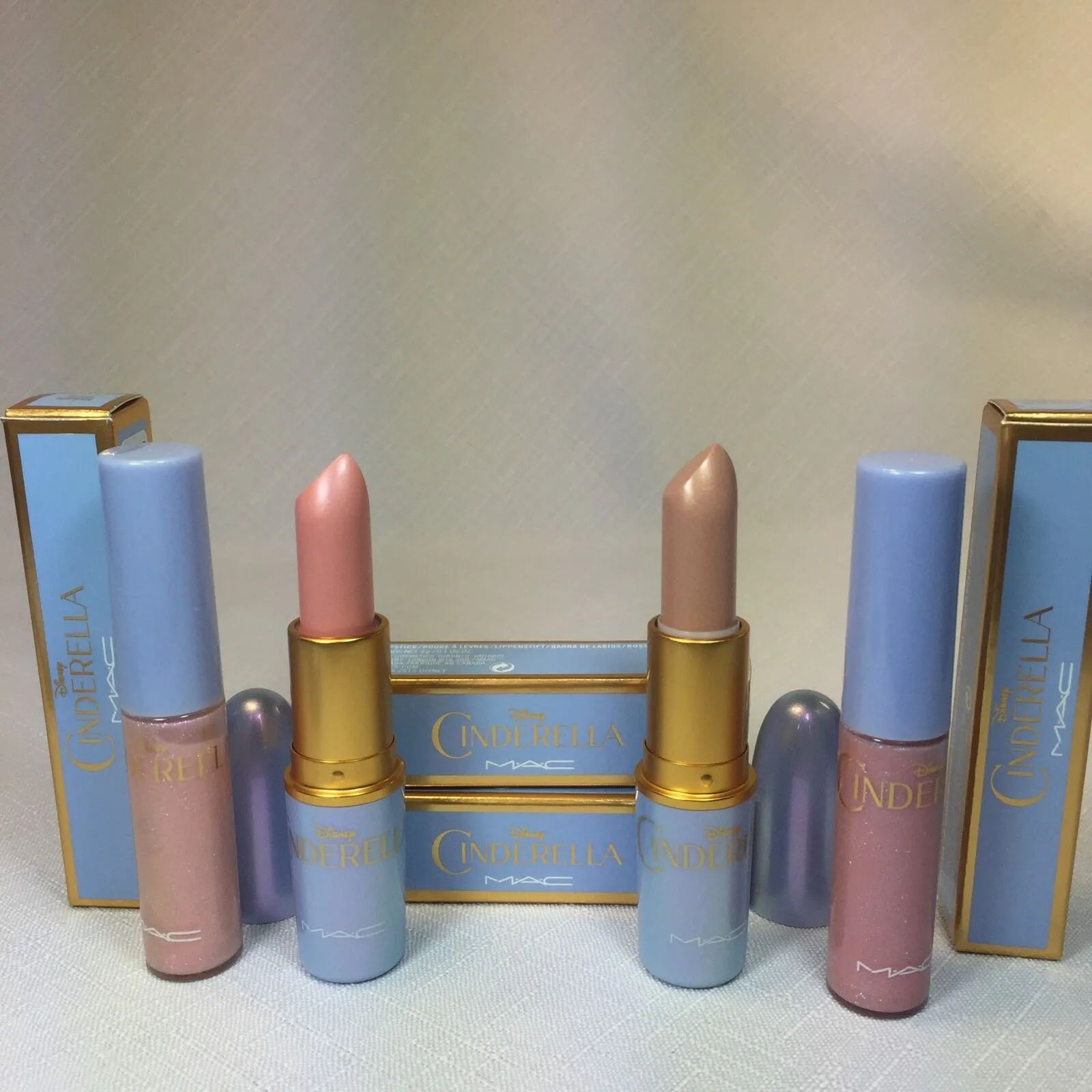 4 NEW MAC CINDERELLA 2 Lipstick &2 Lipglass Royal Ball Free Butterfly Glass Slip