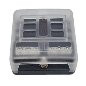 6 Way Fuse Box with Blown Fuse Led and Negative Busbar