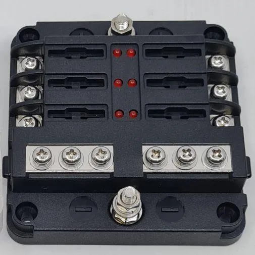 6 Way Fuse Box with Blown Fuse Led and Negative Busbar