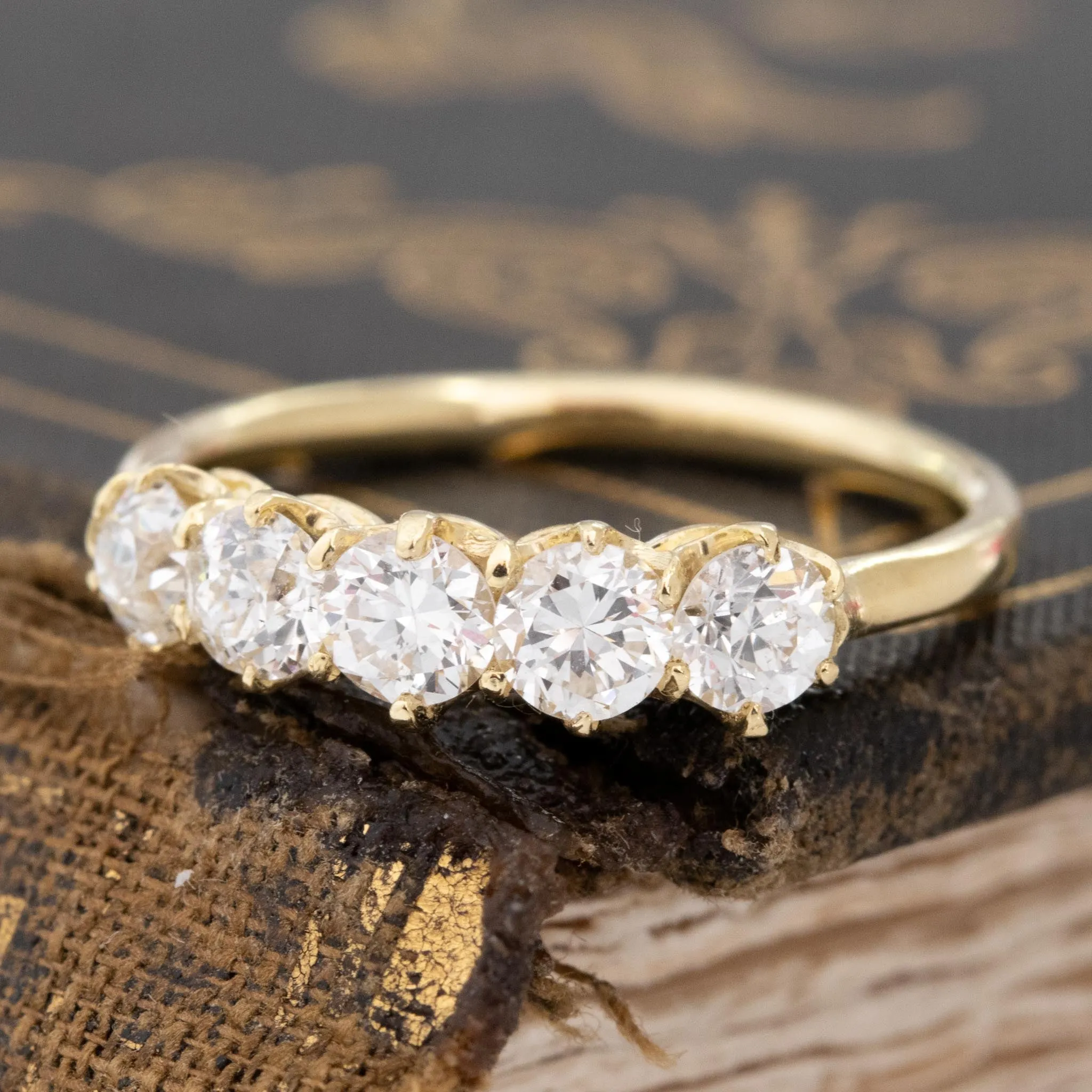 .97ctw Old European Cut Diamond 5-Stone Band