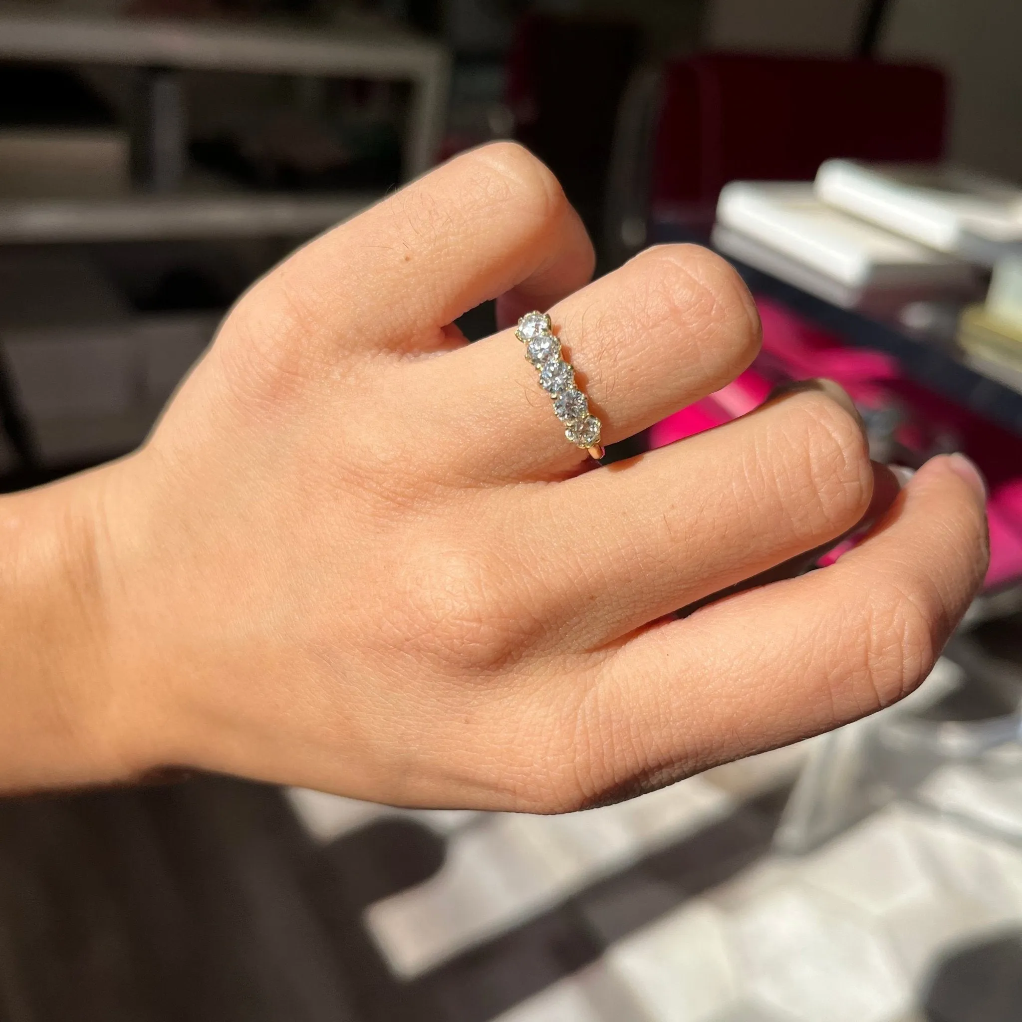 .97ctw Old European Cut Diamond 5-Stone Band